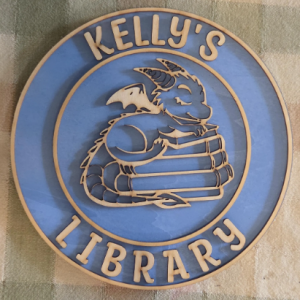 Custom Library Sign – Book Dragon